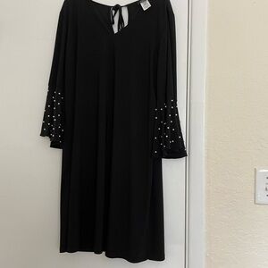 MSK Elegant Black Dress with Beaded Sleeves